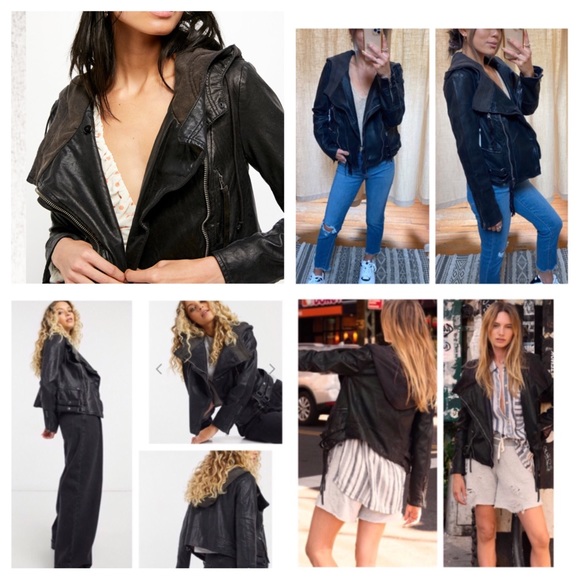 Free People Cleo Vegan Moto Hooded Jacket. NWT. - Picture 2 of 13